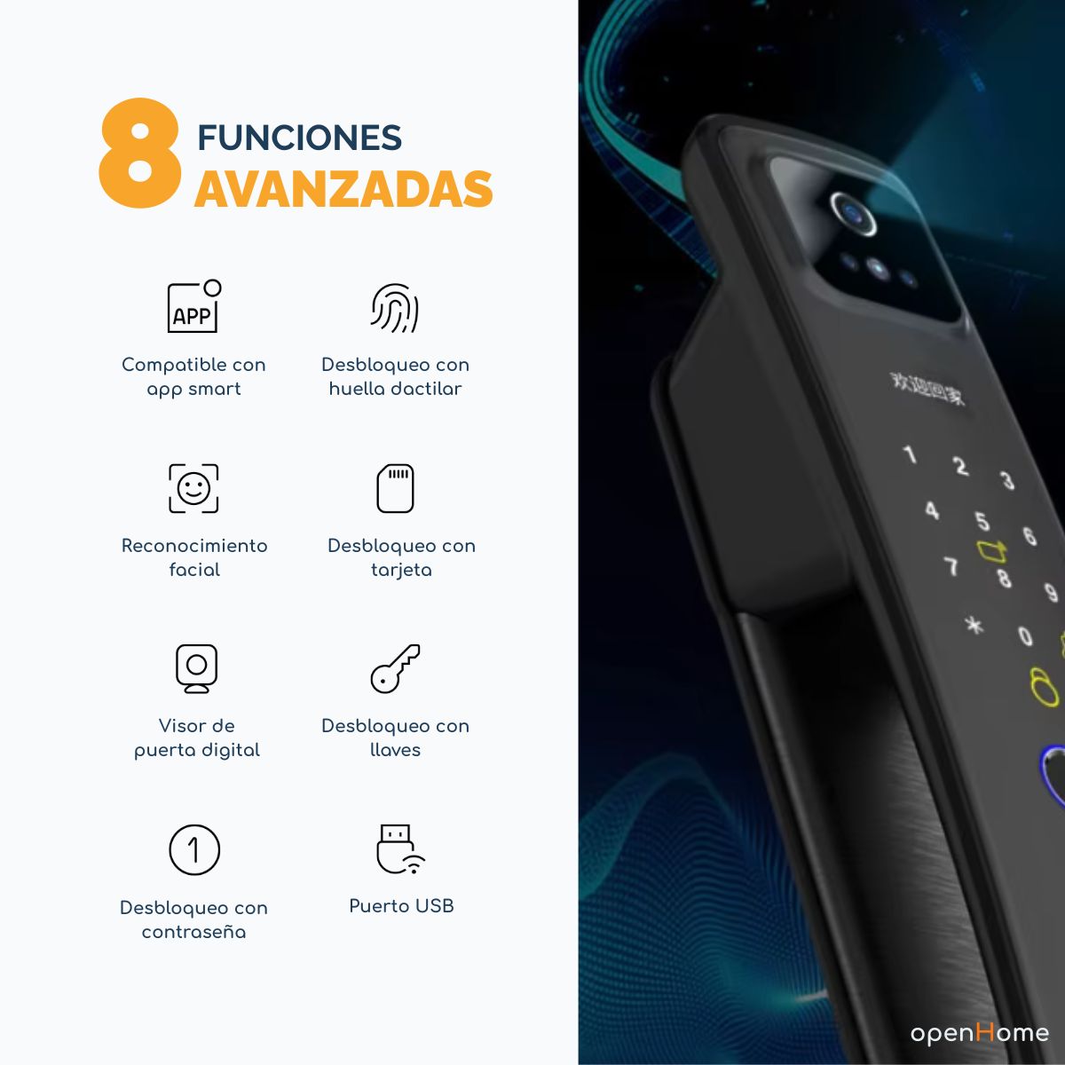 Cerradura Inteligente Wifi Exterior H20P con Face ID - Imagen 3