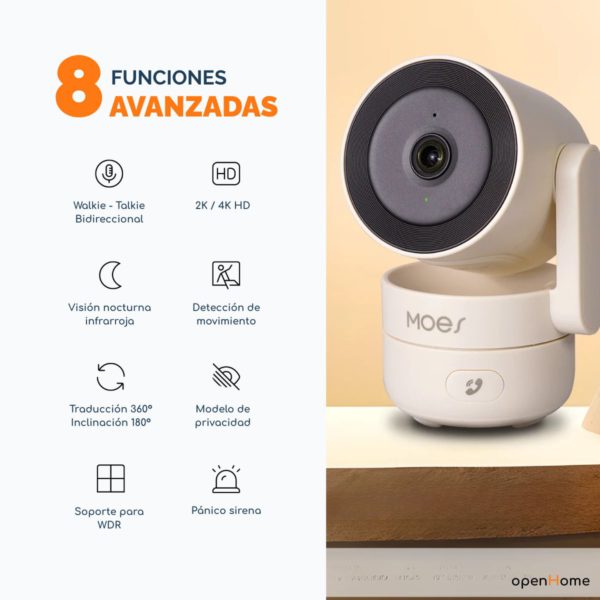 Cámara Vigilancia 360° Wifi Hd Moes Tuya Smart Interior - Imagen 3